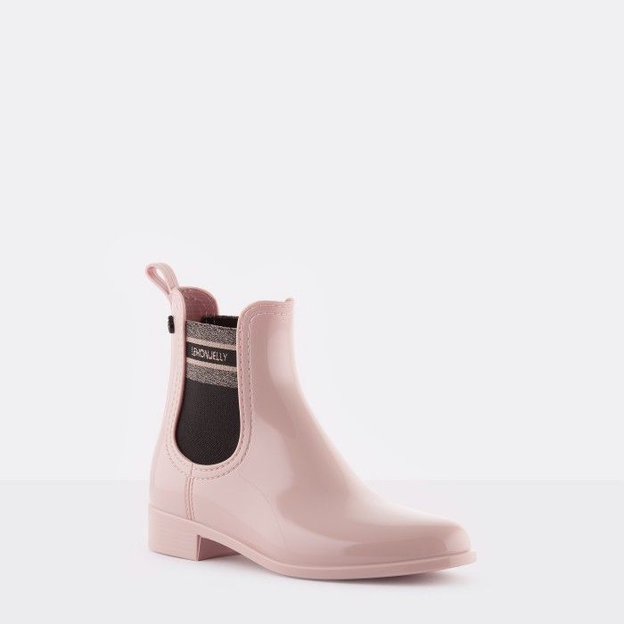 Lemon Jelly Pink Chelsea Ankle Boots w/ Pattern Elastic MOANA 03