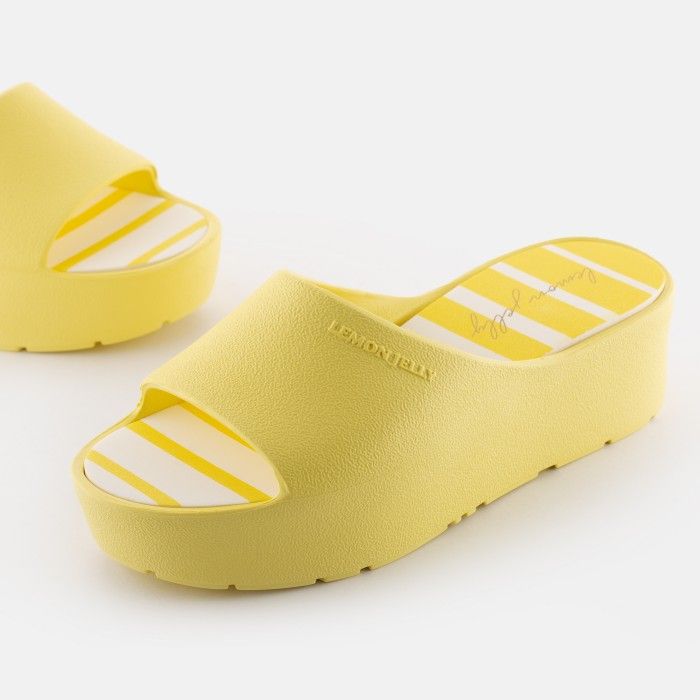 Lemon Jelly Vegan Women Slides | Yellow Platform Slides SOLIS 03 - 10019627