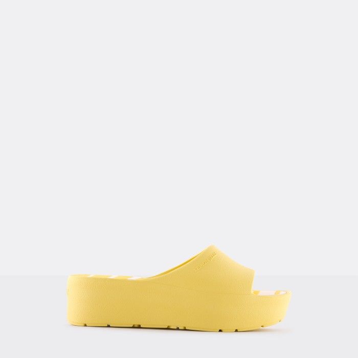 Lemon Jelly Vegan Women Slides | Yellow Platform Slides SOLIS 03