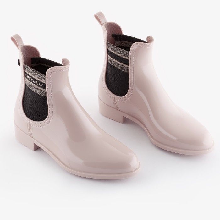 Lemon Jelly Pink Chelsea Ankle Boots w/ Pattern Elastic MOANA 03