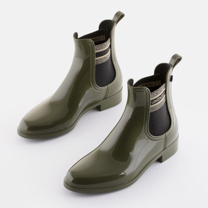 Lemon Jelly Vegan Military Green Boots w/Pattern Elastic MOANA 02 - 10019587