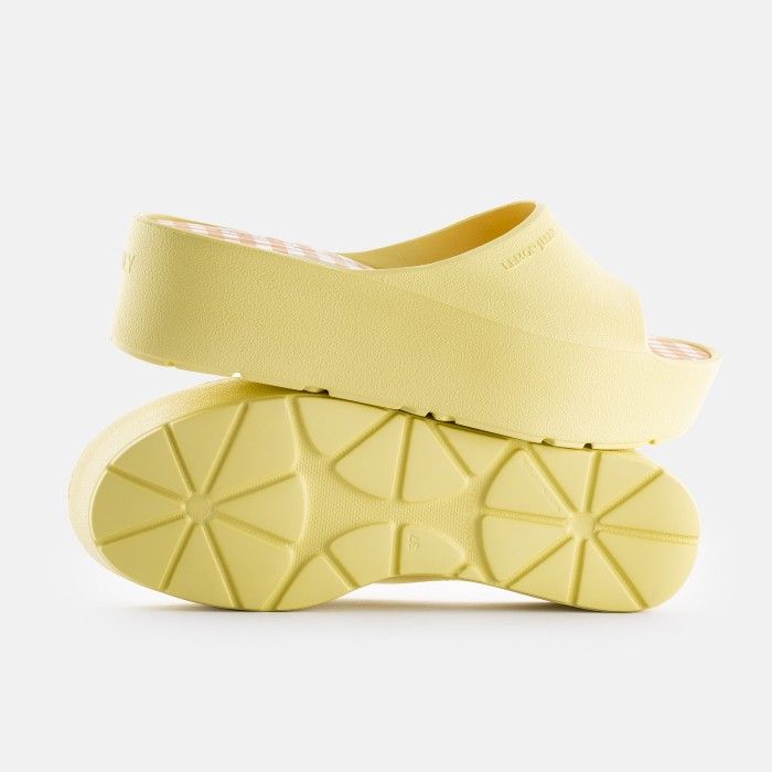 Lemon Jelly Vegan Women Slides | Yellow Platform Slides EZILI 03