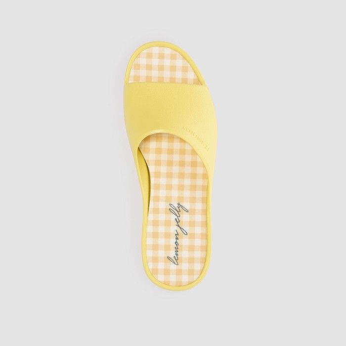 Lemon Jelly Vegan Women Slides | Yellow Platform Slides EZILI 03