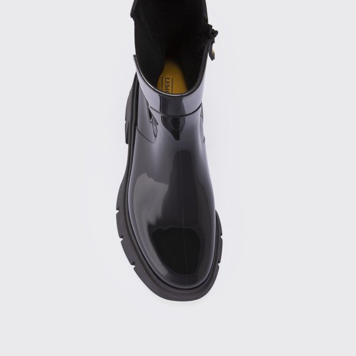 Lemon Jelly Boots | Vegan Mid Calf Black Boots with Heel CIANA 01