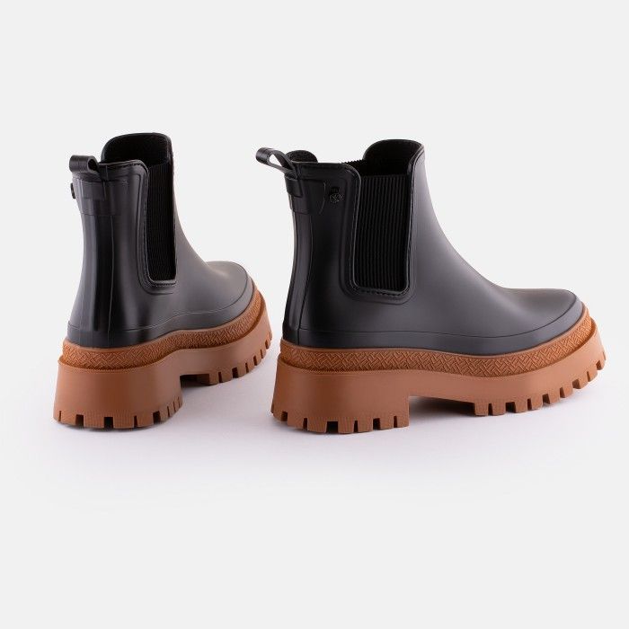 Lemon Jelly | Vegan Black Chunky Boots W/ Brown Sole EVERLY 01 - 10020094