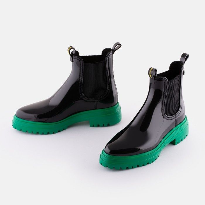 Lemon Jelly | Vegan Black Ankle Boots w/ Green Sole WALKER 09