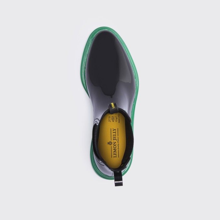 Lemon Jelly | Vegan Black Ankle Boots w/ Green Sole WALKER 09
