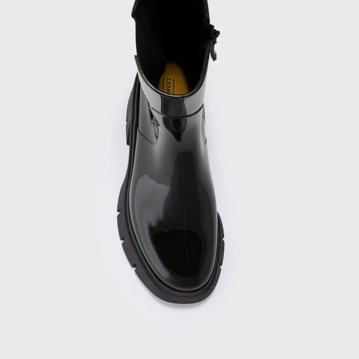 Lemon Jelly Boots | Vegan Mid Calf Black Boots with Heel CIANA 01 - 10020084