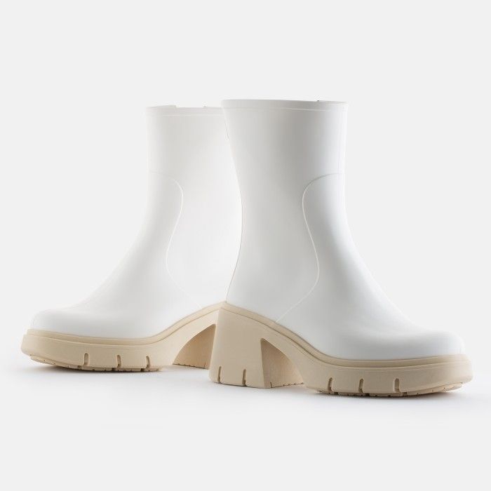 Lemon Jelly | Vegan Mid Calf White Matte Boots w/ Heel GRAZIA 02 - 10020162