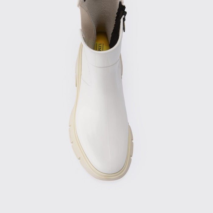 Lemon Jelly Boots | Vegan Mid Calf White Boots with Heel CIANA 05 - 10020159