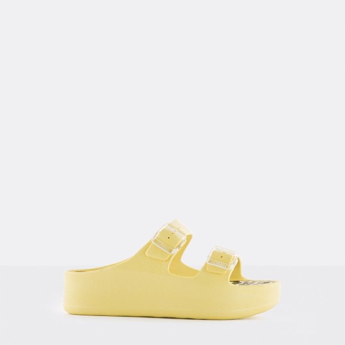 Lemon Jelly Slides | Vegan Yellow Double Buckle Sandals SAVANA 04 - 10020781