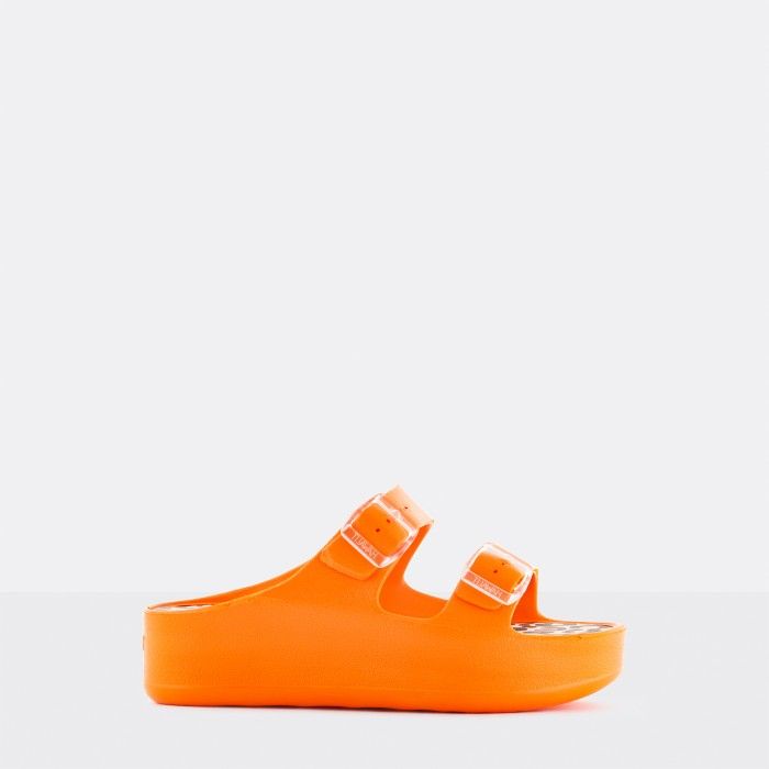 Lemon Jelly Slides | Vegan Orange Double Buckle Sandals SAVANA 05 - 10020782