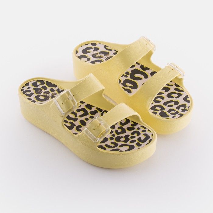 Lemon Jelly Slides | Vegan Yellow Double Buckle Sandals SAVANA 04 - 10020781