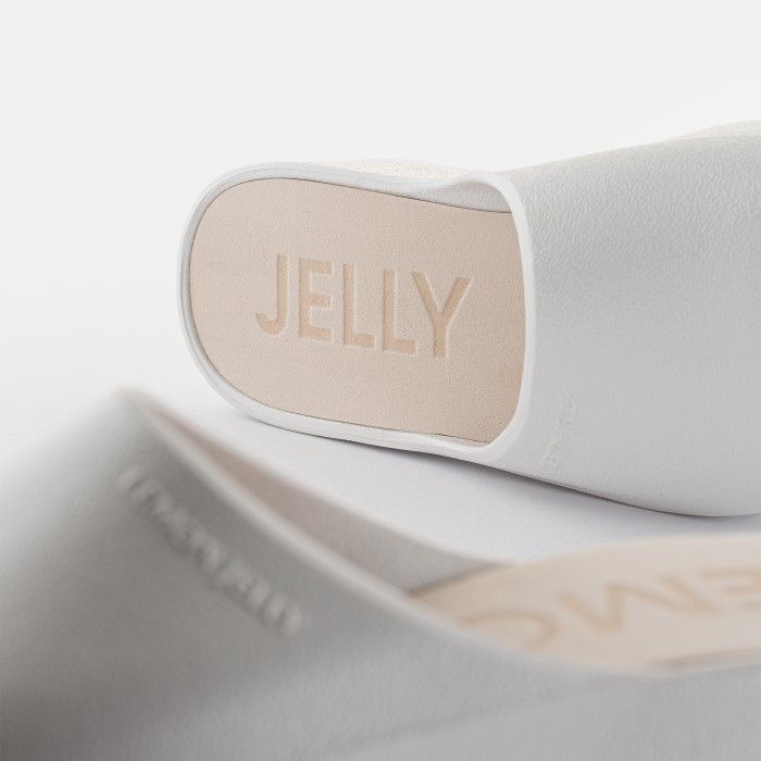Lemon Jelly Women Slides | Vegan White Platform Slides SUNNY 34 - 10020763