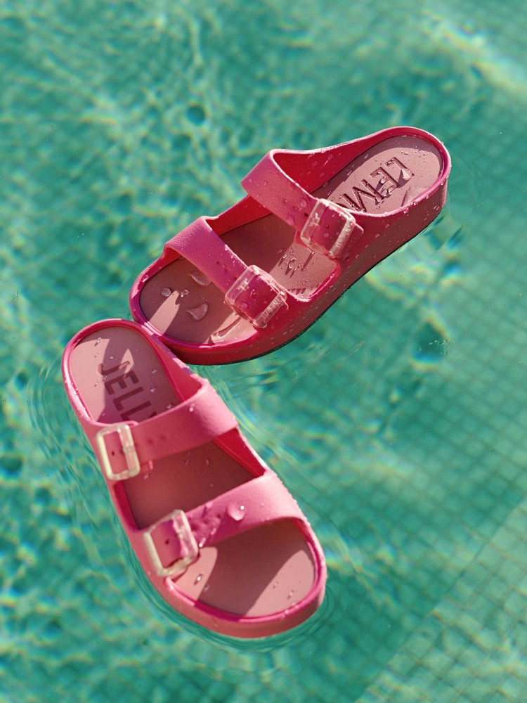 Lemon Jelly Slides Pink Double Buckle Sandals Fenix Fuchsia Pro