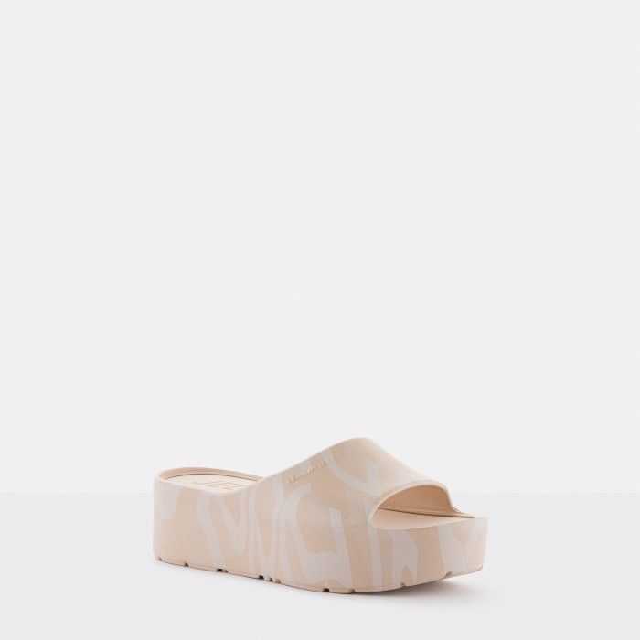 Lemon Jelly Women Slides | Vegan Bege Platform Slides ASTERIA 04 - 10021064