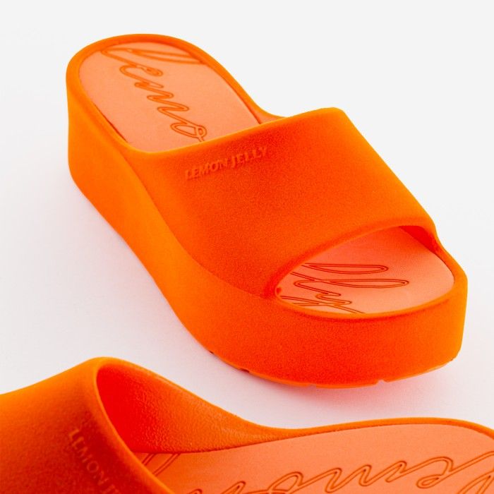 Lemon Jelly Slides | Vegan Orange Platform Slides VELANIE 04 - 10020772