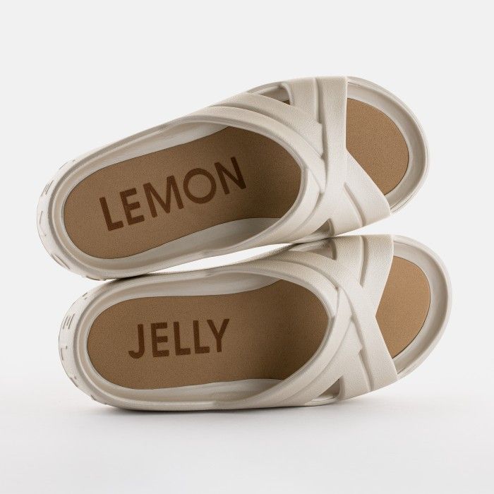 Lemon Jelly Women Slides | Vegan Beige Platform Slides MOONY 03 - 10020800