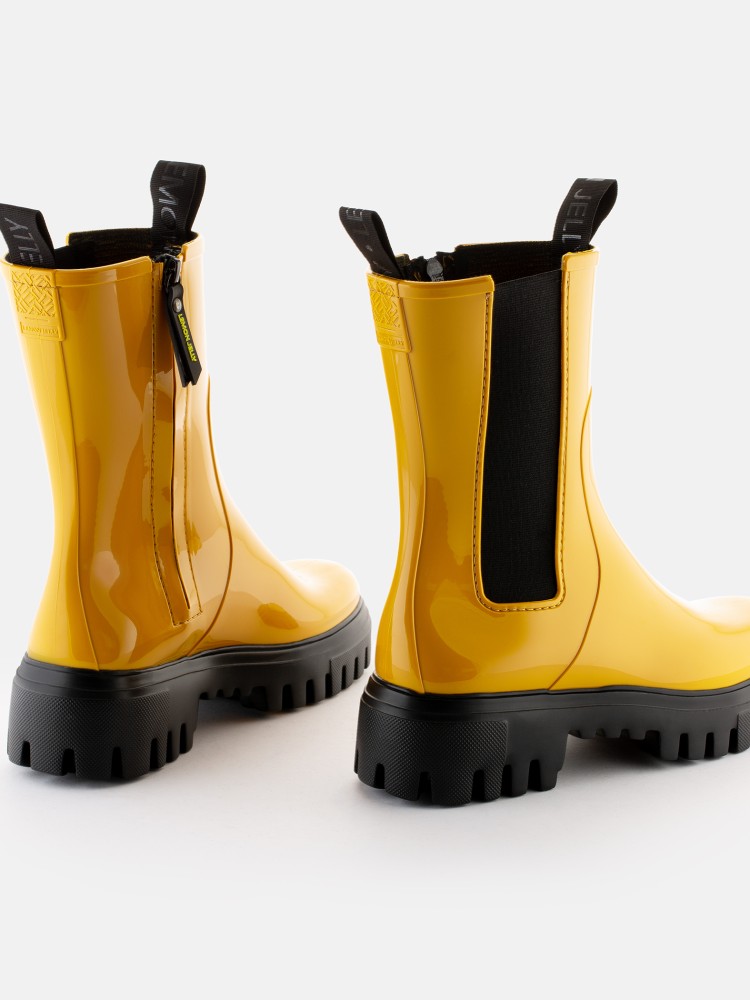 Vegan yellow mid calf boots City Mustard | Lemon Jelly New
