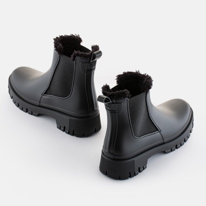Vegan Black boots with fur WREN 01 | Lemon Jelly Women Boots - 10021432