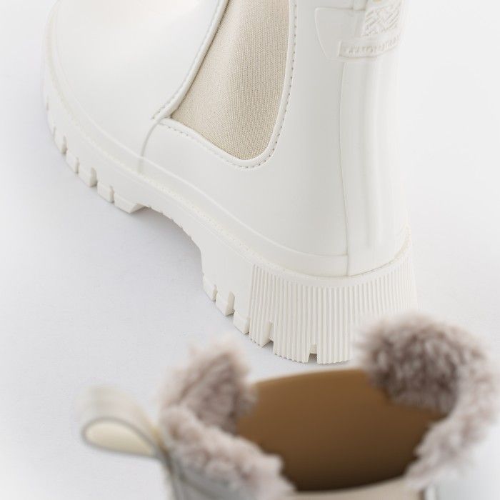 Vegan White boots with fur WREN 03 | Lemon Jelly Women Boots - 10021434