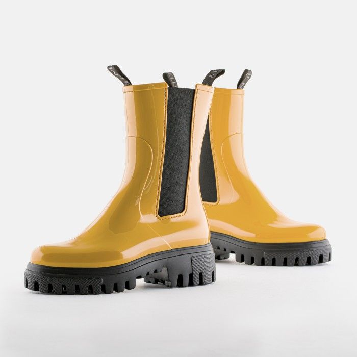 Vegan yellow mid calf boots CITY 17 | Lemon Jelly New Collection - 10021400