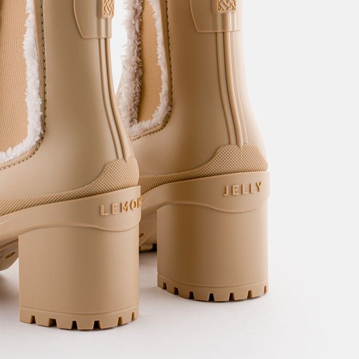 Beige high heel boots with fur FRAN 02 | Lemon Jelly Boots - 10021444