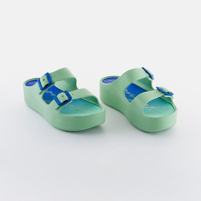 Lemon Jelly | Vegan green double buckle sandals ALESSIA 01 - 10021734