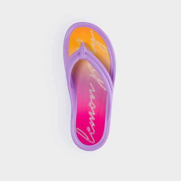 Vegan purple flip flops w/ printed insole ADIRA 02 - 10021768