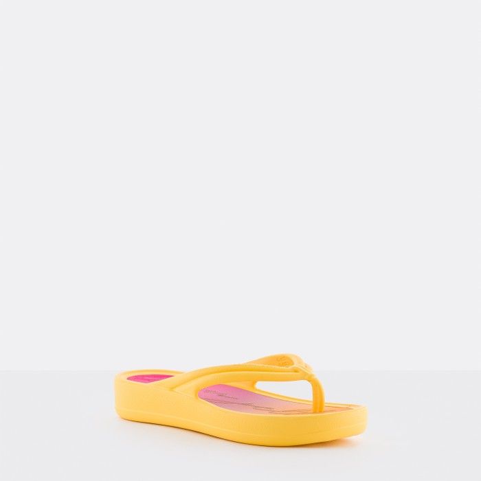Vegan yellow flip flops w/ printed insole ADIRA 03 - 10021769