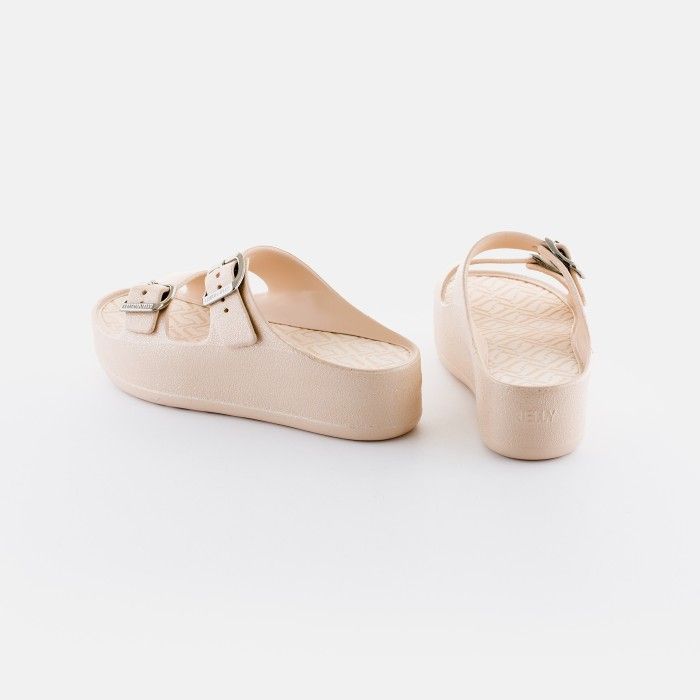 Vegan beige metallic sandals with buckles GIULIETTA 03 - 10021801
