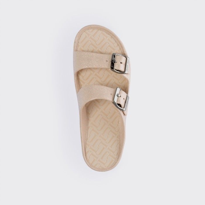 Vegan beige metallic sandals with buckles GIULIETTA 03 - 10021801