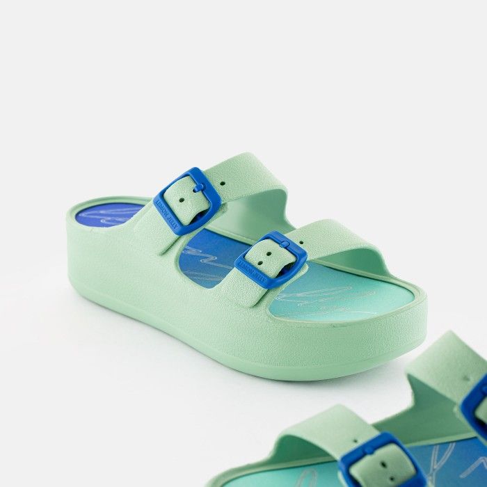 Lemon Jelly | Vegan green double buckle sandals ALESSIA 01 - 10021734