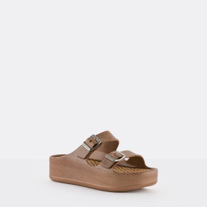 Vegan brown metallic sandals with buckles GIULIETTA 04 - 10021803