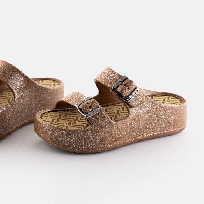 Vegan brown metallic sandals with buckles GIULIETTA 04 - 10021803