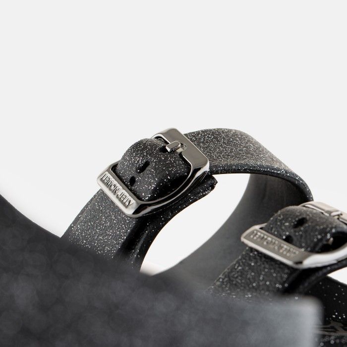Vegan black metallic sandals with buckles GIULIETTA 01 - 10021733