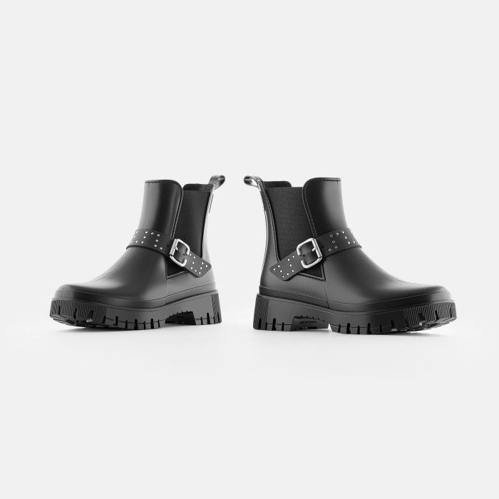 Vegan black boots with studs ALSIE 01 | Lemon Jelly Footwear - 10022266