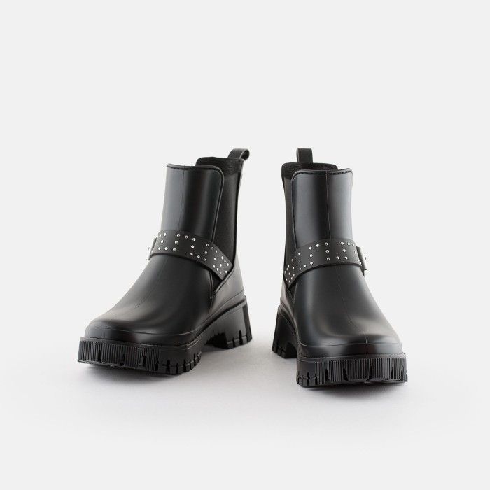 Vegan black boots with studs ALSIE 01 | Lemon Jelly Footwear - 10022266