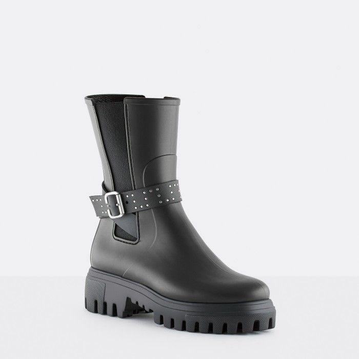 Vegan mid calf black boots VIVIENNE 01 | Lemon Jelly Boots - 10022302