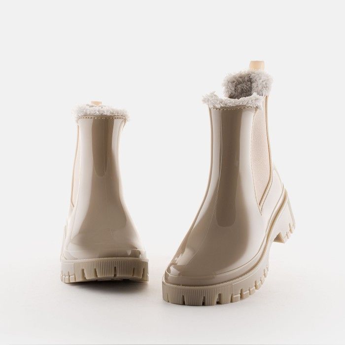 Vegan beige boots with fur COLDEN 08 | Lemon Jelly Footwear - 10022382