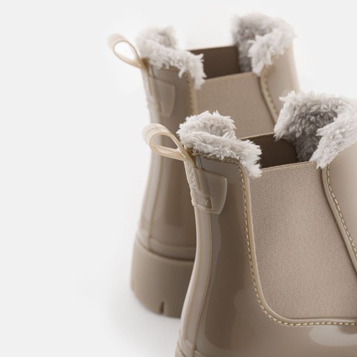 Vegan beige boots with fur COLDEN 08 | Lemon Jelly Footwear - 10022382