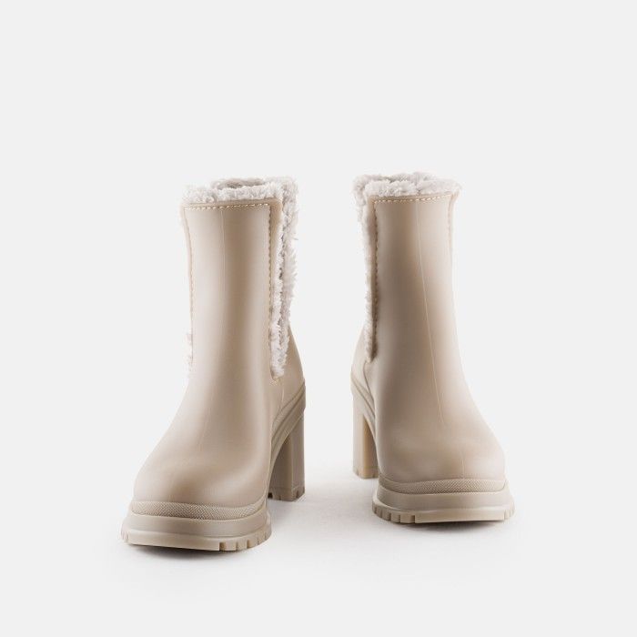 Beige high heel boots with fur FRAN 04 | Lemon Jelly Booties - 10022449