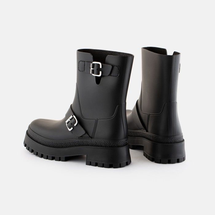 Vegan black boots with buckles KINLEY 01 | Lemon Jelly Boots - 10022471