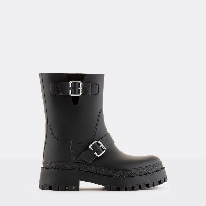 Vegan black boots with buckles KINLEY 01 | Lemon Jelly Boots - 10022471