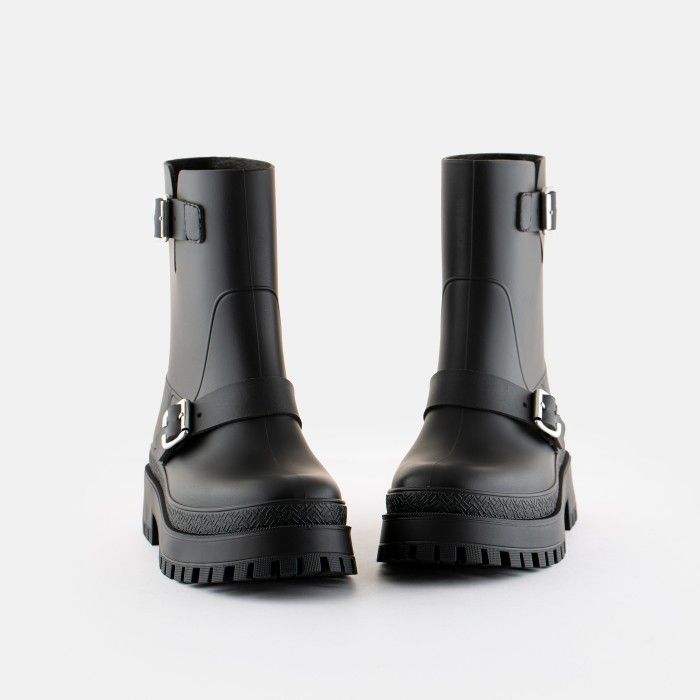 Vegan black boots with buckles KINLEY 01 | Lemon Jelly Boots - 10022471