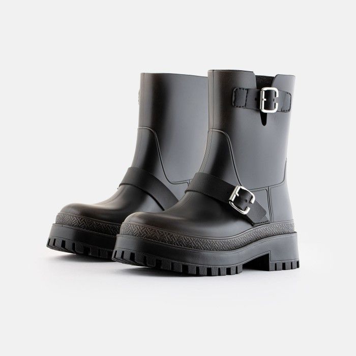 Vegan Black boots with buckles KINLEY 02 | Lemon Jelly Boots - 10022472