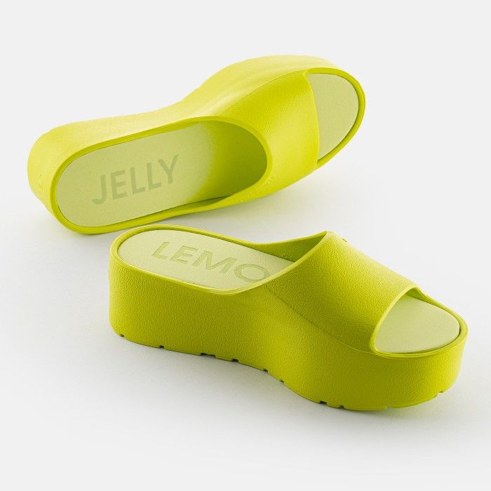 Lemon Jelly Women Slides | Vegan Yellow Platform Slides SUNNY 32 - 10020761