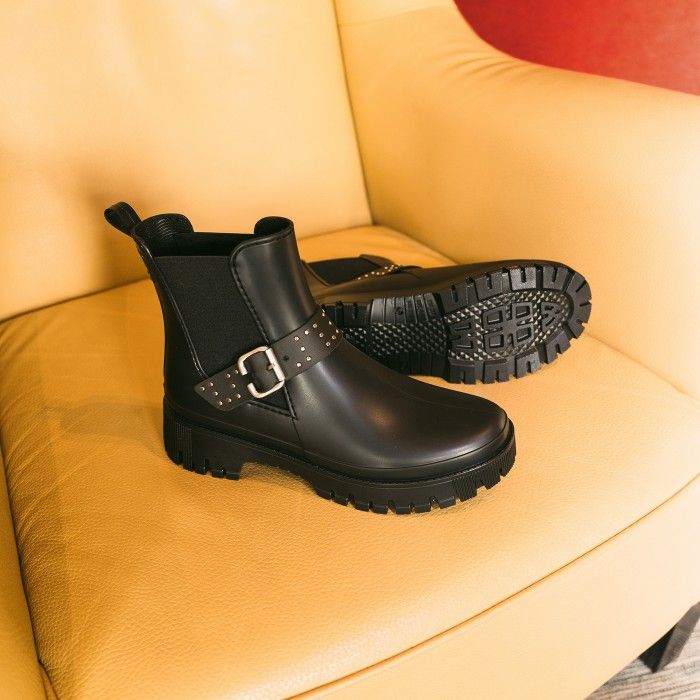 Vegan black boots with studs ALSIE 01 | Lemon Jelly Footwear - 10022266