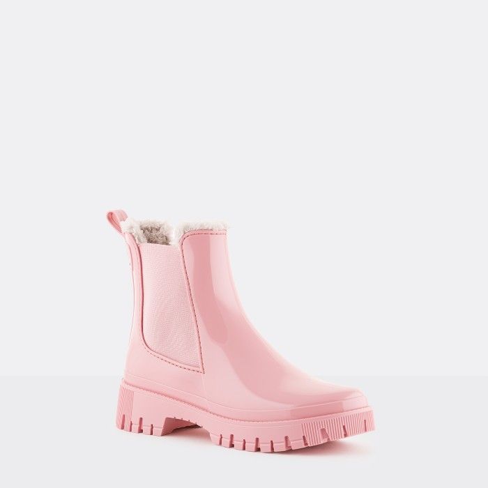 Vegan Pink ankle boots with fur COLDEN 10 | Lemon Jelly Boots - 10022385