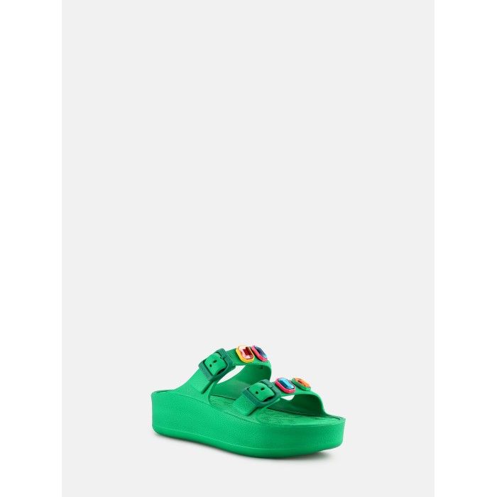 Lemon Jelly Sandals Buckles with Decorative Stones Laila Oasis Green - 10022983